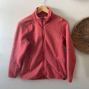 LL bean zip up sweater fleece jacket. Watermelon marked color. Medium.